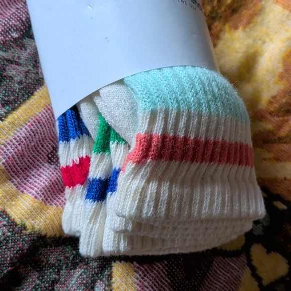 American Trench White Socks with Pink and Green Stripes - Picture 7 of 7